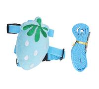 Rabbit Harness and Leash Set | Dual Chest Straps for Even Pressure | Small Pet Walking Gear for Rabbits/Guinea Pigs | Blue Strawberry Design with Secure Buckle (S)