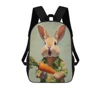 Rabbit Holding Carrot Painting Sacs À Dos Imprimés En 3D Pour Enfants 17inch Sacs À Dos Tendance Et Décontractés Pour La Journée, Sacs De Voyage, Sacs À Dos D'extérieur Pour Garçons Et Filles