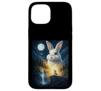 Rabbit Howling to The Moon Vintage Funny Rabbit Coque pour iPhone 15