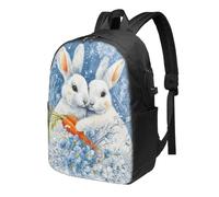 Rabbit Hug Sac à dos pour ordinateur portable Carotte Bunny Sac à dos de voyage 43,2 cm résistant à l'eau avec port de charge USB Sac à dos d'école, sac de travail pour femme et homme