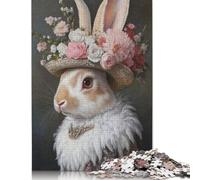 Rabbit in A Floral Hat Puzzle 1000 Pièces Educa Jouet en Bois Divertissement Créatif De l'art De La Décoration Jeu Éducatif Challenge Toy Adultes & Enfants des 14 Ans 1000pcs (75x50cm)