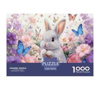 Rabbit in The Flowers Puzzle 1000 Pièces Adultes Animal Puzzles 1000 Pièces Jeux D'adresse Décor À La Maison 70x50cm/1000pcs