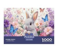 Rabbit in The Flowers Puzzle 1000 Pièces Adultes Enfants Animal Puzzles 1000 Pièces Jeu ÉduChatif Cadeau 52x38cm/1000pcs