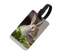 Rabbit is Eating Vegetables Étiquettes à bagages Nom ID Étiquette de confidentialité Couverture d'identification facile, sécurisée et élégante pour homme et femme Valise Sac à main Sac à dos Style