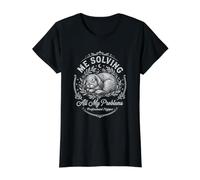 Rabbit Me Solving My Problems Sleep Nap Funny T-Shirt Graphique avec Valeur, Femme, Noir, S