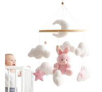Rabbit Mobile for Crib, Velvet Nursery Pendant, Soft Plush Ceiling Decor, Rotating Cartoon Hanger Toy, Soothing Hanging Accessory, Ideal for Baby Bassinet, Kids Room, Bedroom, and Home