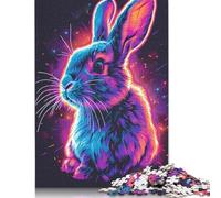 Rabbit Neon Animal Puzzle 1000 Pièces Cadeau Unique Jeu Éducatif Challenge Toy À De Qualité Supérieure Peinture Art pour Adultes Et Enfants À Partir De 12 Ans 1000pcs (40x28cm)