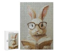 Rabbit Reading Book Oil Painting Puzzle 1000 Pièces Educa Jouet en Bois Cadeau Unique Décoration Intérieure Jeu Éducatif Challenge Toy Adultes Et Enfants À Partir De 14 Ans 300 PCS