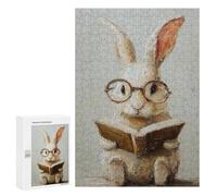 Rabbit Reading Book Painting Puzzle 1000 Pièces Educa Jouet en Bois Cadeau Unique Décoration Intérieure Jeu Éducatif Challenge Toy Adultes Et Enfants À Partir De 14 Ans 300 PCS