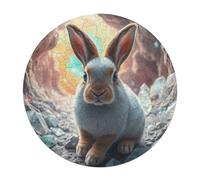 Rabbit Rond Puzzle 120 Pièces pour Wildlife Adultes Enfants Forme d'animal Qualité Premium Artistique Art Relaxation Réduction du Stress Murale 120 PCS