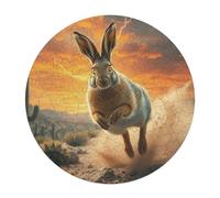 Rabbit Rond Puzzle 120 Pièces Wildlife Adultes Enfants Forme d'animal Encastrement Facile Qualité Premium Relaxation Activité Artistique Décoration 120 PCS