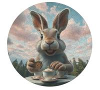 Rabbit Rond Puzzle 195 Pièces pour Wildlife Adultes Enfants Forme d'animal Encastrement Parfait Qualité Premium Relaxation Activité Artistique 195 PCS