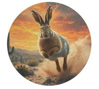 Rabbit Rond Puzzle 195 Pièces pour Wildlife Adultes Enfants Forme d'animal Encastrement Parfait Qualité Premium Artistique Art Déco Relaxation 195 PCS