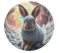 Rabbit Rond Puzzle 68 Pièces Wildlife Adultes Enfants Forme d'animal Encastrement Parfait Qualité Premium Artistique Art Activité Artistique Murale 68 PCS