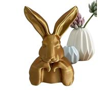 Rabbit Statues - 13.4 Inches 3D Printed Bunny Figurine, Gold Rabbit Sculpture, Decorative Bunny Ornament | Modern Home Table Centerpiece For Living Room, Bedroom, Mantel, Shelf, Holiday Display