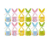 Rabbit Treat Boxes, Easter Pastry Basket for, Bunny Ears Style with Ribbon Closure, Goody Box for Cakes, Holiday, Party, School, Offices, Home and Gift, 3.94x3.35x8.66 Inches