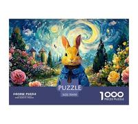 Rabbit Wearing Blue 1000 Pièces Carton Premium Lot de Puzzles Rabbit in A Blue Cloak Anti-Stress Jeu Créatif Puzzles pour Adultes Et Enfants 70x50cm/1000pcs
