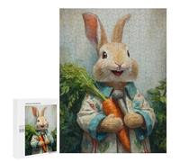 Rabbit with Microphone Holding Carrot Puzzle 1000 Pièces Educa Jouet en Bois Cadeau Unique Décoration Intérieure Jeu Éducatif Challenge Toy Adultes Et Enfants À Partir De 14 Ans 500 PCS