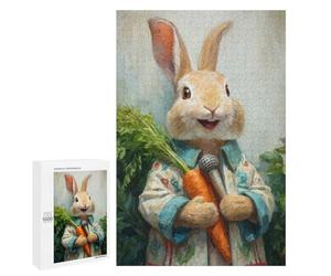 Rabbit with Microphone Holding Carrot Puzzle 1000 Pièces Educa Jouet en Bois Cadeau Unique Décoration Intérieure Jeu Éducatif Challenge Toy Adultes Et Enfants À Partir De 14 Ans 1000 PCS