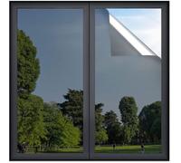 rabbitgoo Film Anti Regard Fenetre Adhesif Effet Miroir sans Tain pour Vitre Papier Miroir Unique Anti UV Argent Noir 90x200cm