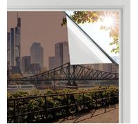 rabbitgoo Film Anti Regard Fenetre Adhesif Effet Miroir sans Tain pour Vitre Papier Miroir Unique Anti UV Marron-argent 60x200cm