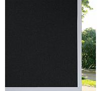 rabbitgoo Film Fenetre Anti Regard, Film Occultant Fenêtre Noir 44.5x400cm, Film Electrostatique Vitre, Film Opaque pour Vitre Anti UV Dépoli pour Bureau Maison Salle de Bain Chambre Cuisine