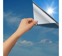 rabbitgoo Film Fenetre Anti Regard Miroir, 60x400cm, Film Miroir pour Fenetre sans Tain, Brise Vue Vitre Adhesif Anti Chaleur Anti UV, Filtre Occultant Fenêtre Protection de Soleil, Argenté