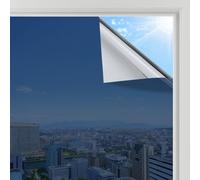 rabbitgoo Film Fenetre Anti Regard Miroir, 75x200cm, Film Miroir pour Fenetre sans Tain, Brise Vue Vitre Adhesif Anti Chaleur Anti UV, Filtre Occultant Fenêtre Protection de Soleil, Bleu Argent
