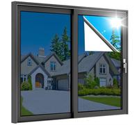 rabbitgoo Film Fenetre Anti Regard Miroir, 90x400cm, Film Miroir pour Fenetre sans Tain, Brise Vue Vitre Adhesif Anti Chaleur Anti UV, Filtre Occultant Fenêtre Protection de Soleil, Bleu Argent