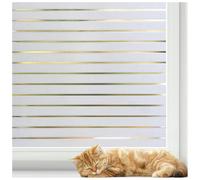 rabbitgoo Film Fenetre Anti Regard Motif Rayure 44.5x400cm, Brise Vue Fenetre Electrostatique, Protection UV, Films pour Fenêtre Opaque, Film pour Vitre Décoratif pour Bureau Cuisine Salon