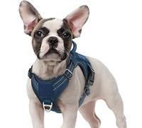 rabbitgoo Harnais Chien Anti Traction, Harnais Tactique Chien Réfléchissant Réglable avec Poignée et Anneaux, Gilet Solide Facile à Mettre, Harnais Chien Militaire pour Entraînement Chasse, Bleu, S