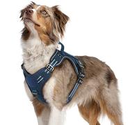 rabbitgoo Harnais Chien Anti Traction, Tactique Réfléchissant Réglable avec Poignée et Anneaux, Gilet Solide Facile à Mettre, Militaire pour Entraînement Chasse, Bleu, M