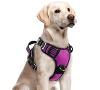 rabbitgoo Harnais pour chiens de grande taille, gilet anti-traction avec 3 boucles, harnais rembourré doux réglable pour animal domestique avec poignée de contrôle facile et bandes réfléchissantes,