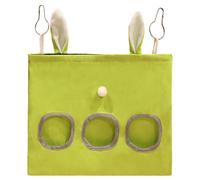 Rabbits Hay Feeder, Suspensible Canvas Feeding Bag, 11.81x13.78 inches Convenient Suspensible Design, Washable Slow Eating Pouch for Small Animals, Fun Cage Decor, Green