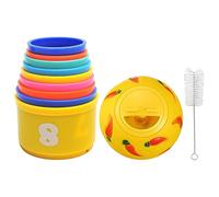 RabbitStacking Cup - Stimulation mentale, tour de jeu sans BPA, récipient sensoriel à étages arc-en- , kit portable léger | Accessoire animal pour les fans de hérisson et les amateurs de hamster