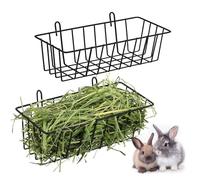 Rabbittt Mangeoire à foin - Lot de 2 supports à foin en métal, distributeur de nourriture Rabbittt | Petit panier à suspendre avec crochets pour furet, lapin, cochons d'Inde, petits animaux, facile à