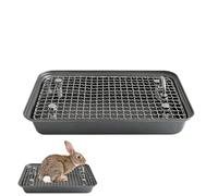 Rabbıt Litter Box, Large Stainless Steel Bite-Proof Tip-ProoƒLitter Pan, Removable Bottom Mesh Easy Clean for Rabbits Hamsters Guinea Pigs, Ďurable Small Animal Toilet, 1 Litter Box