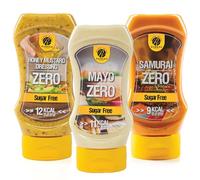 Rabeko Zero Sauce -mix Moutarde au miel/Mayo/Samurai, 3 x 350ml sans sucre et peu de matières grasses - produits sains à faible teneur en glucides avec des calories et des matières grasses