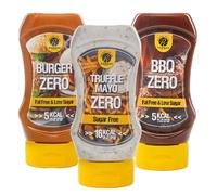 Rabeko Zero Sauce - -mix truffle Mayo, burger and bbq, 3 x 350 ml - produits sains à faible teneur en glucides, réduits en calories et en gras pour salades, frites, hamburgers - sans gluten ni lactose