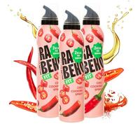Rabeko Zero spray de cuisson faible en calories | PIMENT | 800 portions, 2 kcal par pulvérisation | Spray pour frire, griller et cuire | sans additifs, sans sucre | Sans gluten ni lactose 3 x 200 ml