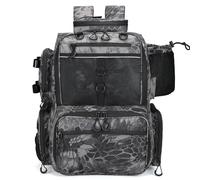 Rabjen Sac à dos pour matériel de pêche avec porte-canne, porte-bouteille, sac de rangement de 38 l (plateaux non inclus)