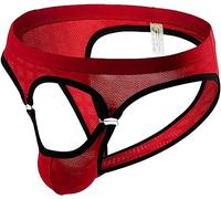 RABNZHDEO Jock Strap Hommes Anneau Ouvert Sexy sous-vêtements String Jockstrap Maillot De Bain Athletic Supporter(Red,L)