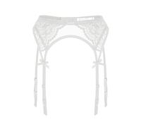 RABNZHDEO Porte-Jarretelles en Dentelle pour Femmes Ensemble De Porte-Jarretelles Sexy en Maille avec 4 Bretelles pour Bas Cuisses(White-01,M)