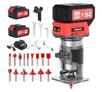 Rabot à Bois Sans Fil 20V Mini Défonceuse 2 Batteries 4.0 Ah Moteur Sans Balais 6 Vitesses 35 000 tr/min 2 Guides