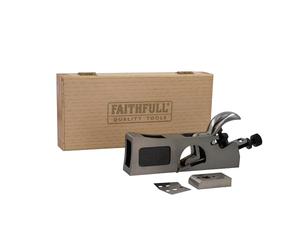 Rabot à feuillure Faithfull 3-en-1 à épaulement, arrondi et à ciseau dans un coffret en bois - Rabot à main multifonction avec base affûtée avec précision pour l'ébarbage et les travaux d'angle