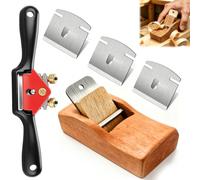 Rabot à Main en Bois et 9" Varlope Set avec 3 Lames Rechange pour Bricolage | Corps en Bois Lisse et Robuste et Tranchant Durable Acier 65Mn Lame avec 3 Acier Haut Carbone Lame pour Bois Finitions