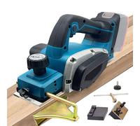 Raboteuse électrique sans fil, 850 W, compatible avec batteries Makita 18 V, avec guide de rabot en bois + plan d'angle pour le travail du bois, le bricolage, les meubles, profondeur réglable de 0 à 2