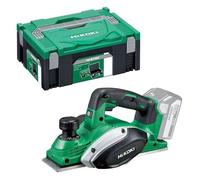 HiKOKI Rabot sans fil - 18 V, largeur de rabot 82 mm, profondeur de coupe 2 mm - Profondeur de feuillure réglable, sac à poussière, longue autonomie, pied intégré - Pour un travail précis et propre