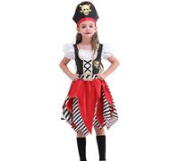 Rabtero Costume de Pirate pour les enfants, robe de princesse pirate pour les filles, chapeau seulement, costume de jeu de rôle pirate pour les enfants de 5-6 ans