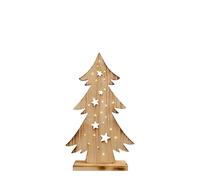 Raburg Näve Sapin de Noël à LED en bois naturel (47 cm) - Décoration de Noël - Lumière LED décorative en forme de sapin de Noël - Minuteur et protection IP44 - Blanc chaud (2700 K) - Fonctionne avec